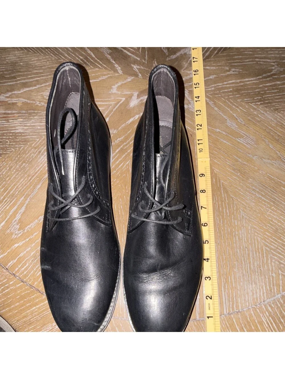 Johnston & Murphy Men's Black Leather Chukka Ankle Boots Lace Up Round Toe 10 M